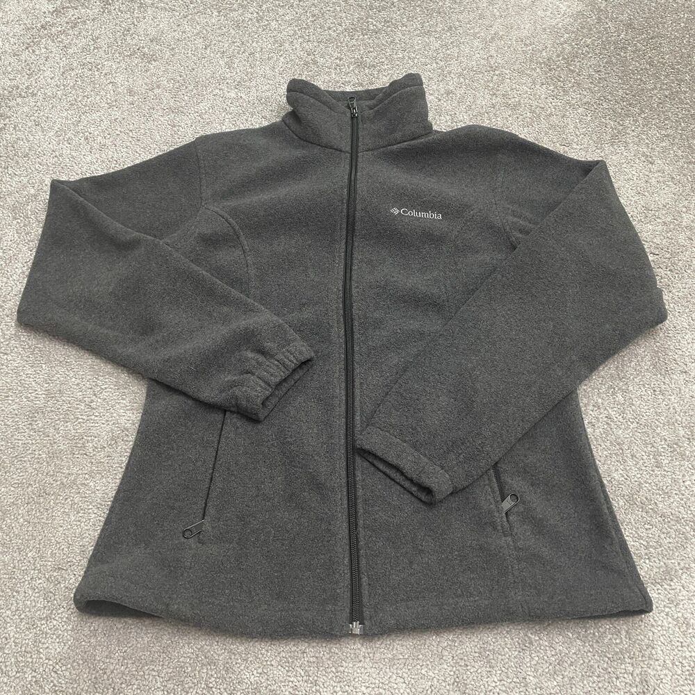 Columbia Benton Springs Fleece Jacket Womens Dark Gray Brown Full Zip Outdoor
